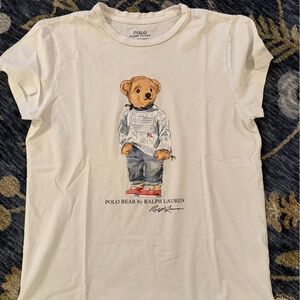 Ralph Lauren White Polo Bear Tee with Bear Print
